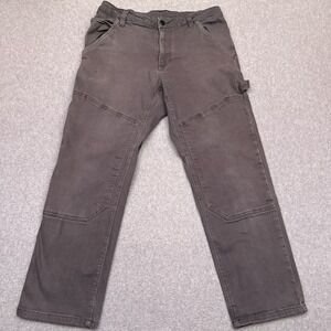 CAT Caterpillar Double Knee Pants Mens 33x28* Gray Stretch Workwear Heavyweight